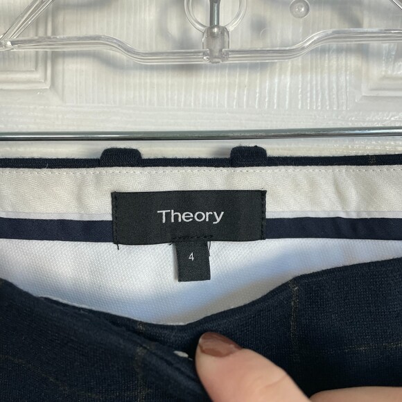 Theory Womens Windowpane Dress Pants Navy office work academia - Picture 6 of 9